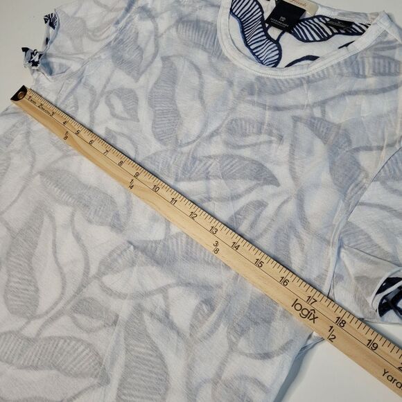 SCOTCH & SODA REVERSE PATTERN WHITE NAVY BLUE FLORAL TSHIRT TOP S SMALL - Picture 3 of 9
